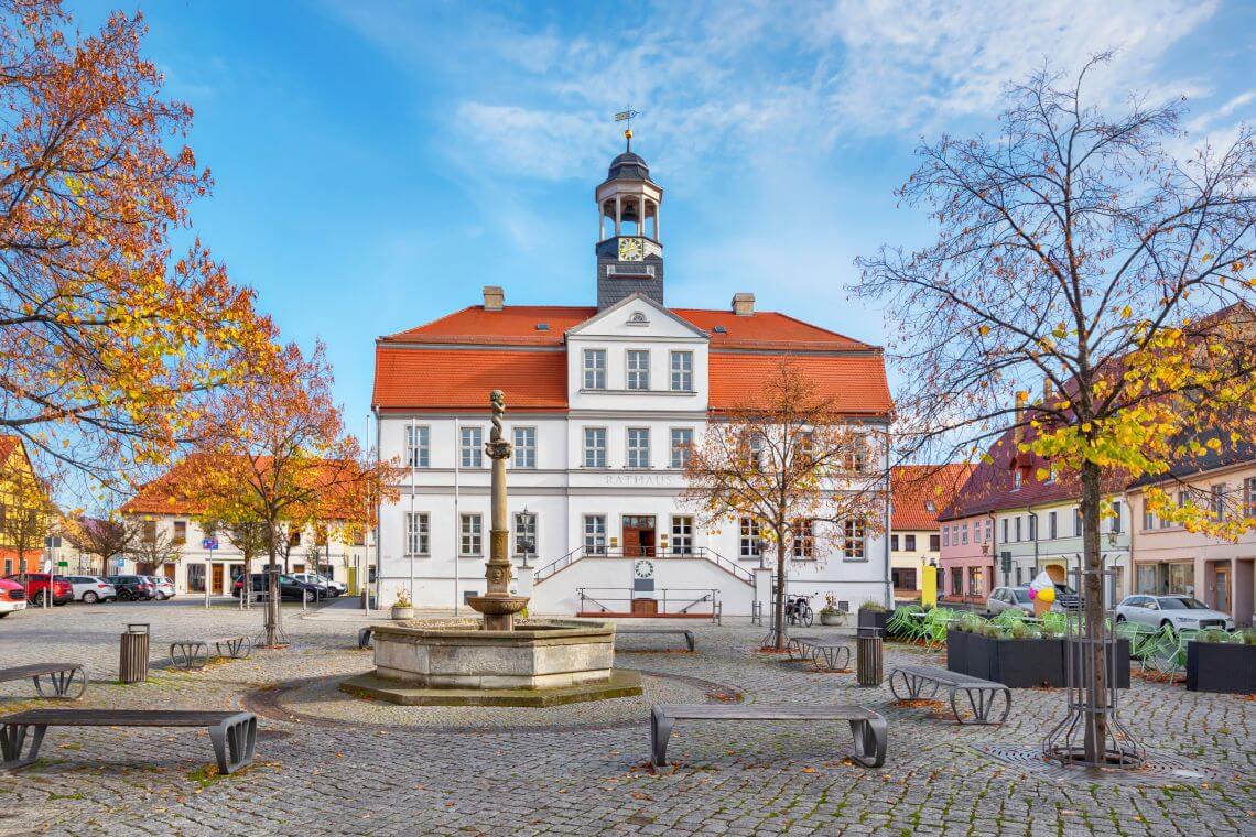 Rathaus auf dem Marktplatz in Bad Düben