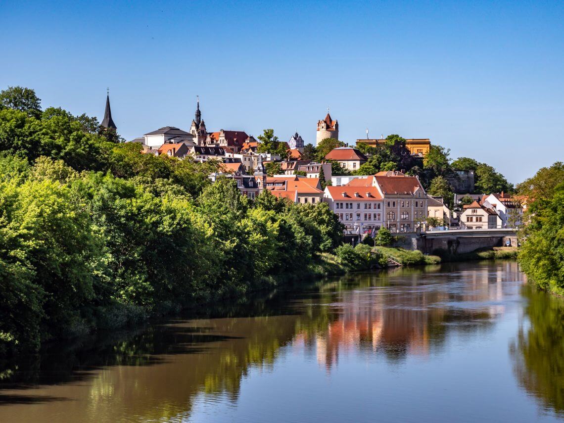 Panoramablick über die Stadt Bernburg in Sachsen-Anhalt