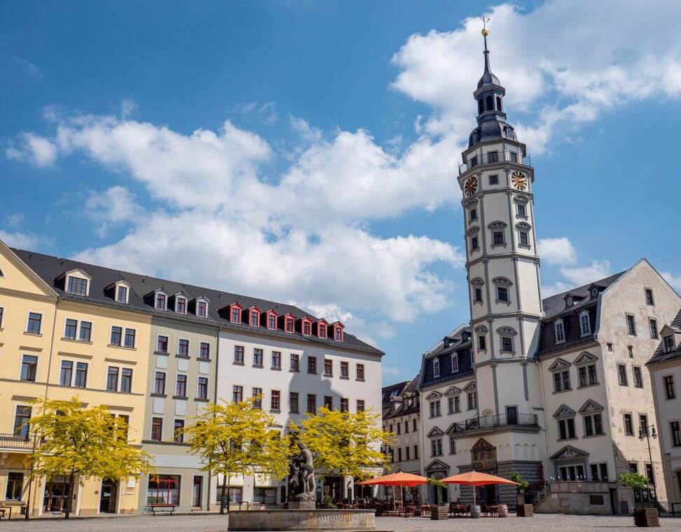Rathaus mit Marktplatz in Gera