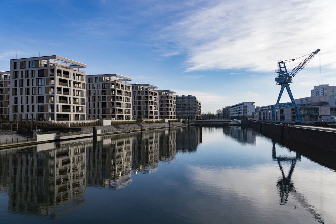 Blick auf den Hafen in Offenbach