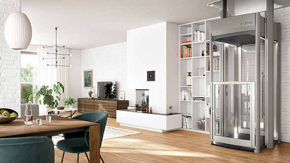 Kosten für Homelifte im Überblick Lifton Homelift in einer Wohnumgebung mit günstigen Betriebskosten für einen Aufzug.